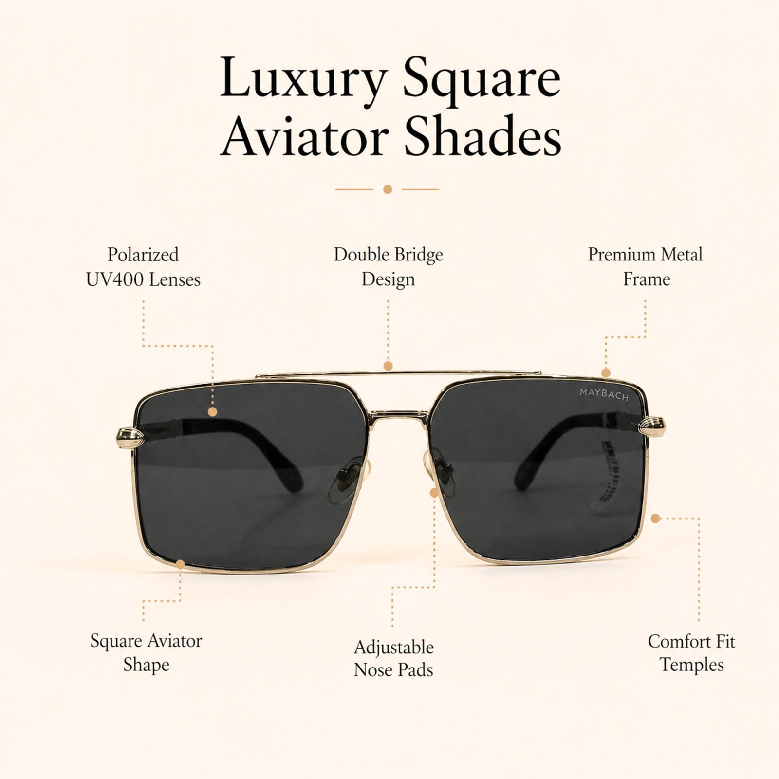 Luxury square sunglasses - Image 3