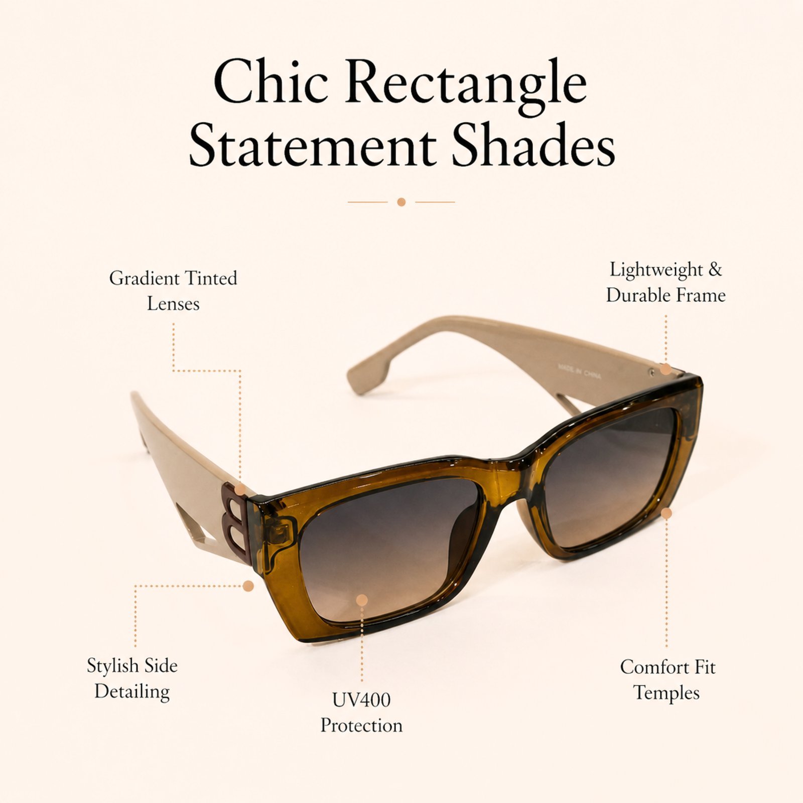 Sheet chic rectangle sunglasses - Image 3